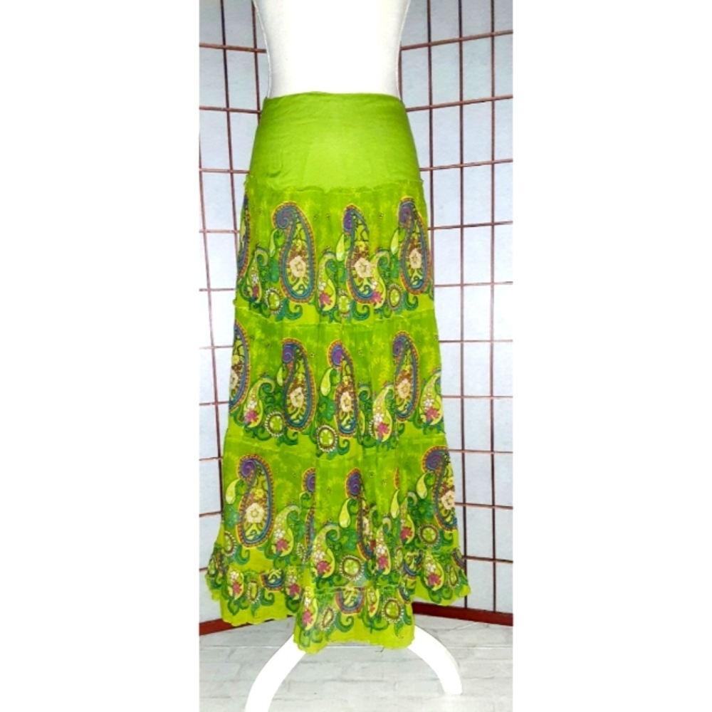 Keawa Paisley and Floral Print Flare Maxi Skirt